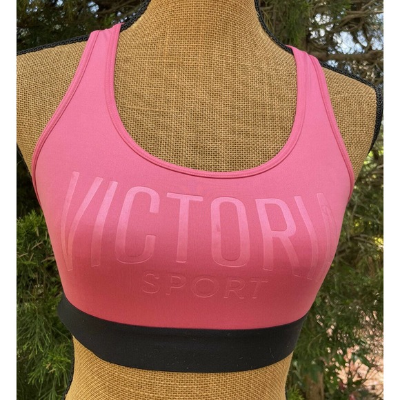 Women's Victoria Sports The Player Strappy Racer back Peach/black Bra S/P/CH - Picture 1 of 4